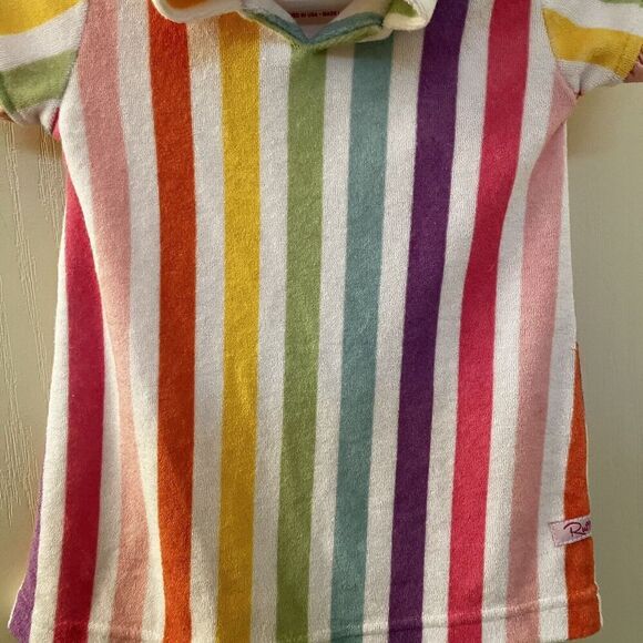 RuffleButts Rainbow Dream Striped Ruffle Terry Cover-Up Hooded Girls 3-6 Months - Picture 5 of 12